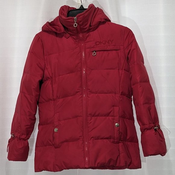 Dkny Other - DKNY Girls' Winter Coat – Faux Fur Lined Quilted Puffer Parka Jacket SZ M Red